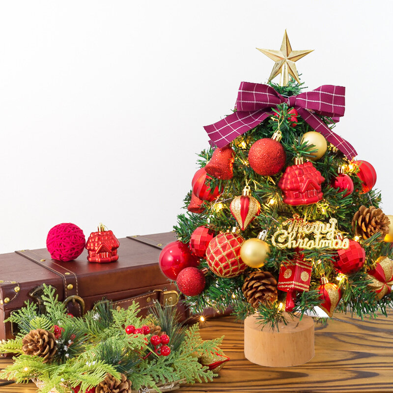 Mini sapin de noël à lumière Led 45cm, décoration de maison, table en pin, cadeau de nouvel an