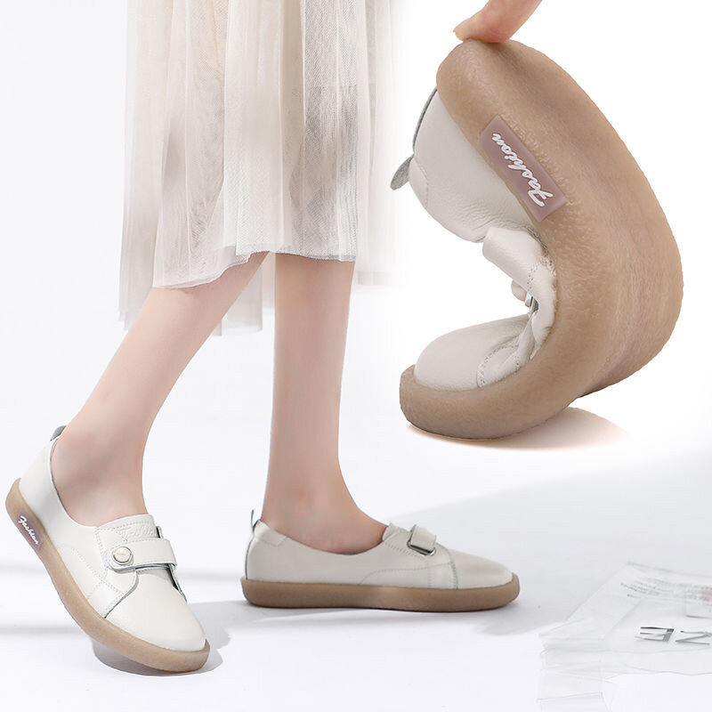 Designer perle Paste Frauen Müßiggänger Wohnungen Mode PU Leder Atmungsaktive Sport Casual Schuhe Non-slip Hard-tragen Weiß schuhe