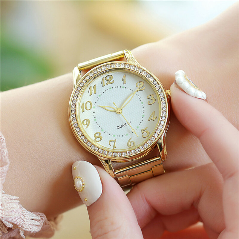 高級女性のファッションの女性の腕時計クォーツ時計カジュアルドレスブレスレット腕時計リロイmujerドロップシッピング часы