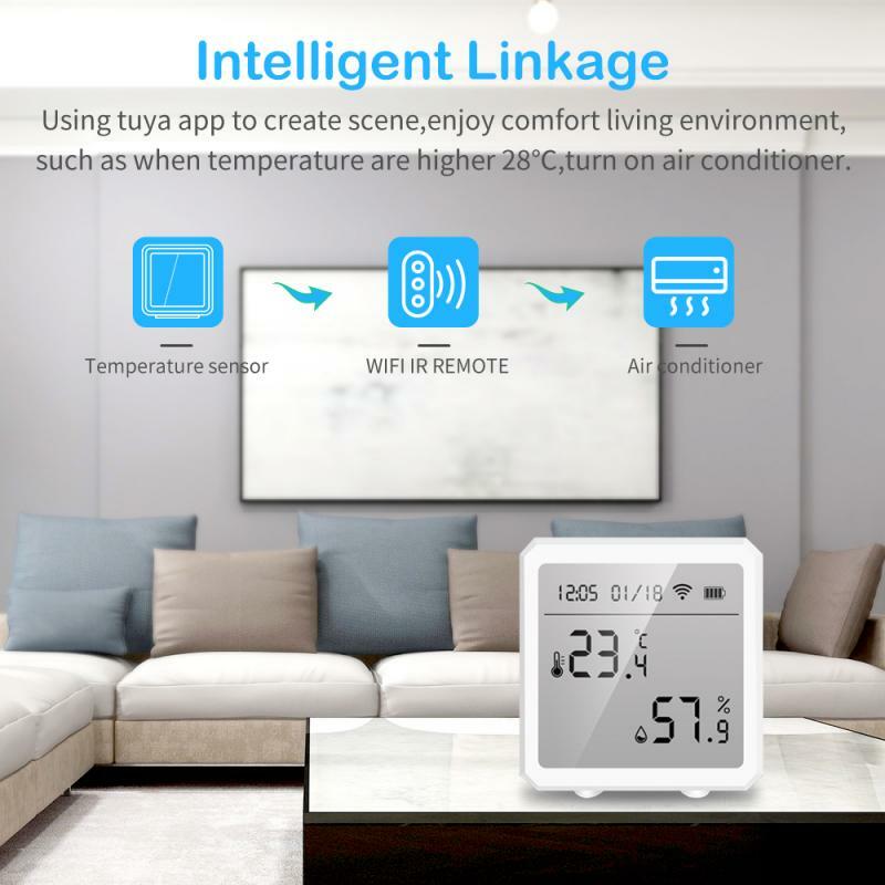 Aubess-Sensor inteligente de humedad y temperatura para interiores, higrómetro, termómetro con pantalla LCD, actualización en tiempo Real, carga USB, Tuya, WIFI