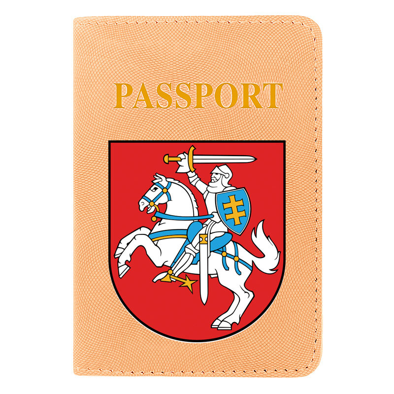 Moda di alta qualità lituania emblema stampa uomo donna porta passaporto borse da viaggio in pelle per portafoglio