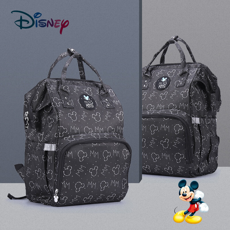 Disney-Mickey Mouse USB fralda saco, maternidade fralda mochila, saco de enfermagem de viagem, saco molhado, gancho livre