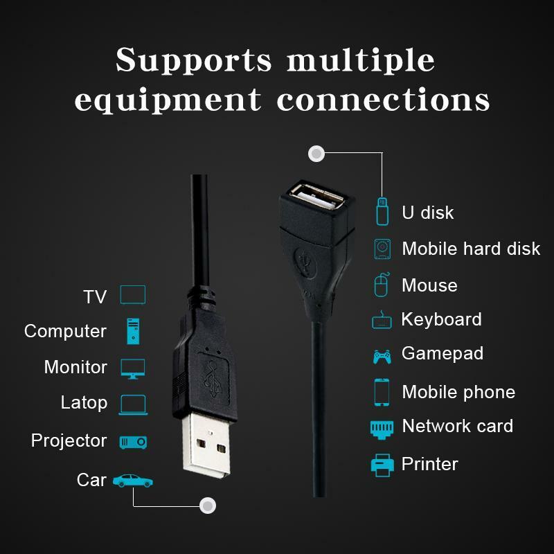 Câble d'extension USB 2.0 Super rapide pour Transmission de données, pour moniteur, projecteur, souris, clavier