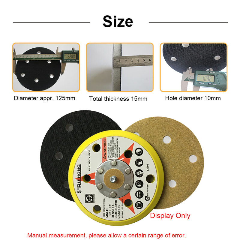 5 Inch 125mm 6-Hole High Density Interface Pad Hook and Loop Sanding Discs Buffer Sponge for Uneven Surface Polishing