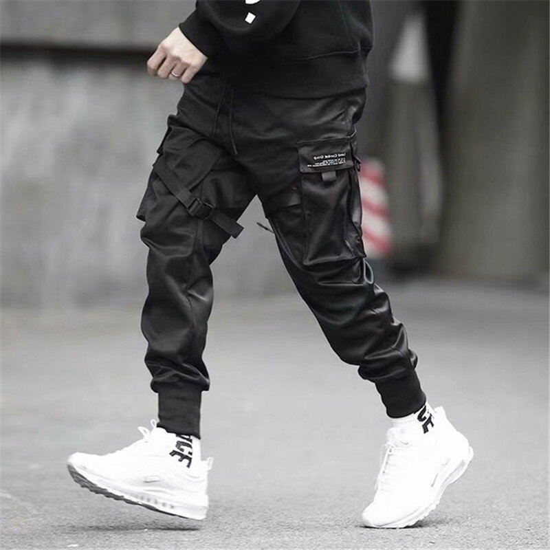 Calça de moletom masculina clássica, nova calça estilo hip hop com bolsos e tamanhos grandes 2021