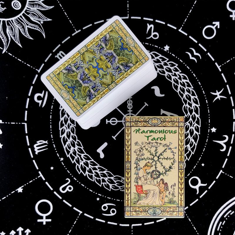 Mini Harmonious Tarot Cards Prophecy Divination Deck English Version Entertainment Board Game 78 Sheets/Box