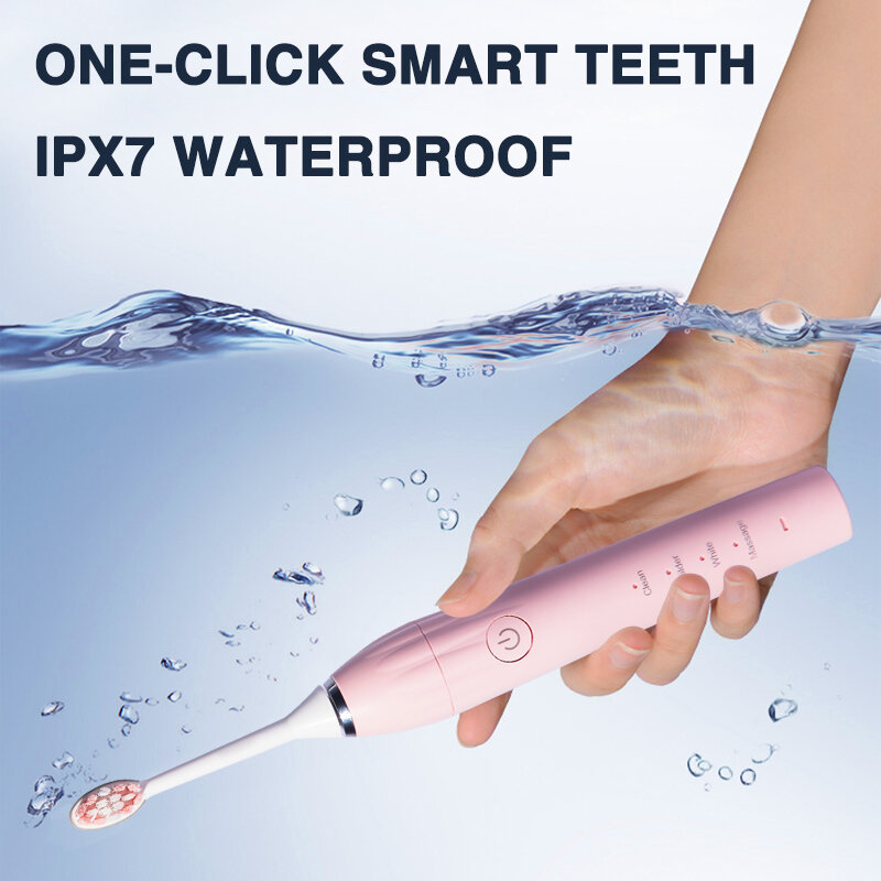 Bayakang-cepillo de dientes eléctrico ultrasónico, 4 modos de limpieza, temporizador inteligente, IPX7, cerdas Dupont impermeables, carga por inducción