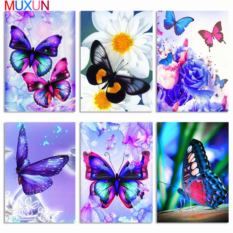Diamond Painting Butterfly Diamond Mosaic Animal Cross  Stitch Handmade Rhinestones Pictures Full Display Gift Home Decor  Jq253