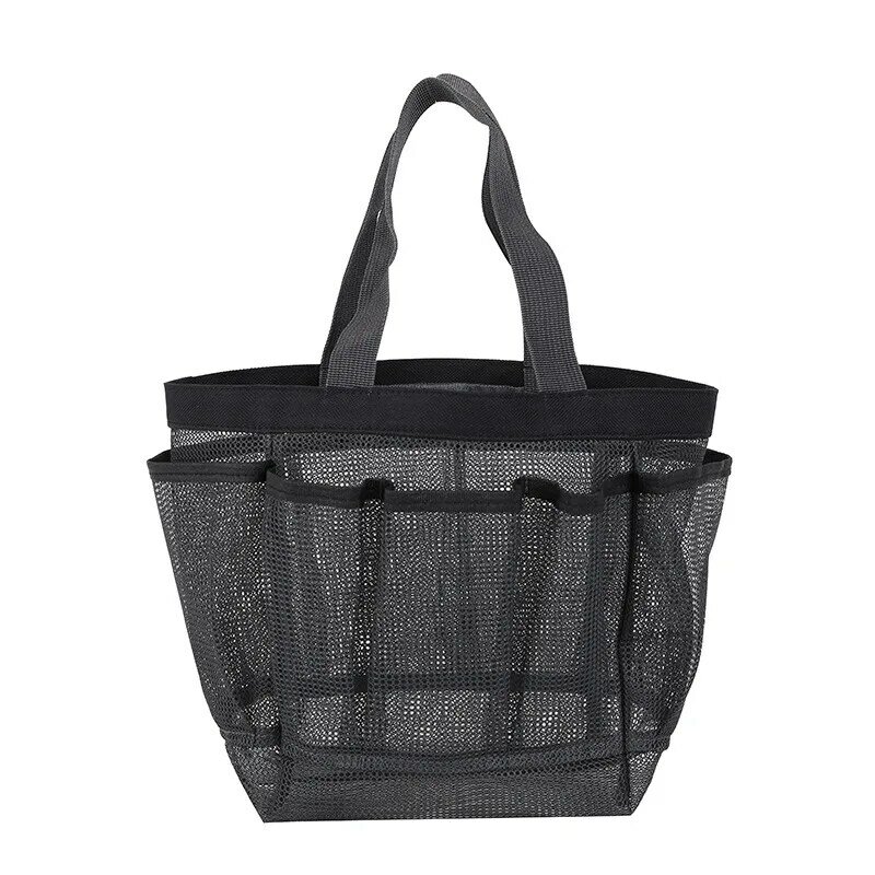 1PC Portable Mesh Shower Caddy Quick Dry Shower Tote Hanging Bath Toiletry Organizer Bag Compressed Pockets Double Handles
