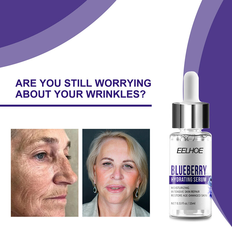 Face Essence Serum Blueberry Brighting Skin Anti Wrinkle Face Serum Shrink Pores Anti-Aging Moisturizing Face Care
