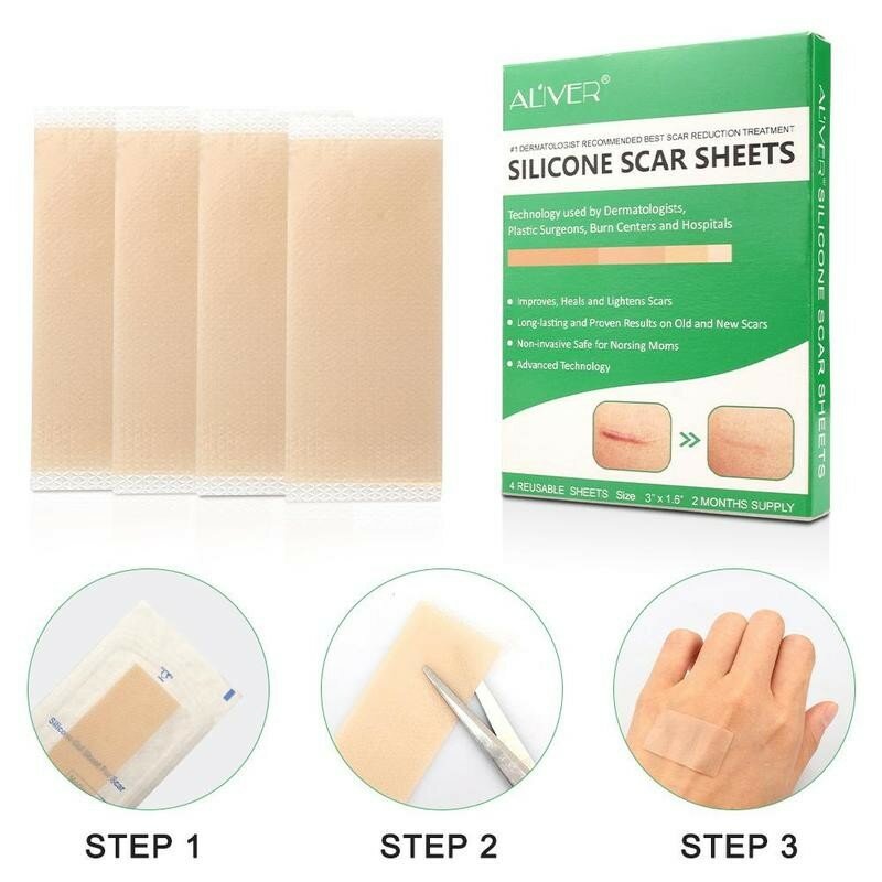 4Pcs/Pack Scar Stickers Medical Silicone Gel Strips Patch Scar Away Treatment Sheet Tape Skin Repair Aliver Scar Patch