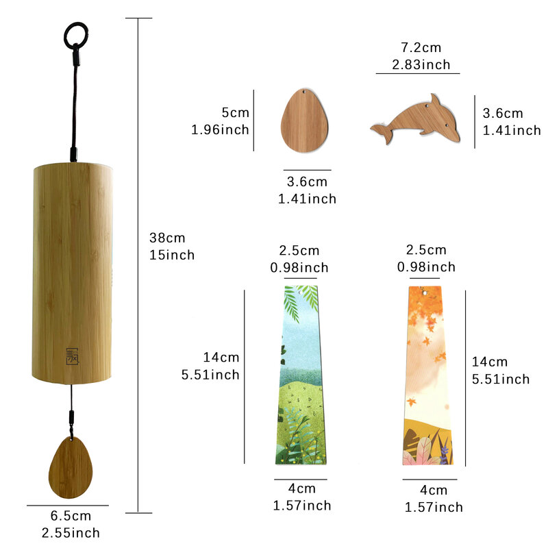 Бамбуковые ветряные колокольчики, музыкальные Деревянные Колокольчики ручной работы в стиле бохо, уличные колокольчики для дома и сада