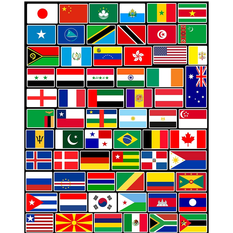 Mainan Stiker Bendera Nasional Negara 10/100 Buah untuk Anak-anak Stiker Penggemar Sepak Bola Buku Tempel Stiker Laptop Casing Perjalanan