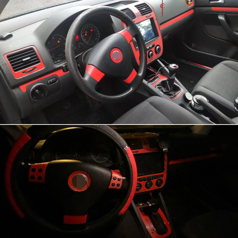 Schuldenaar Zorg betaling Autocollants en Fiber de carbone pour VW Golf 5 GTI MK5, panneau de  commande Central intérieur de 4 portes, poignée de porte, accessoires de  style de voiture / Accessoires extérieurs