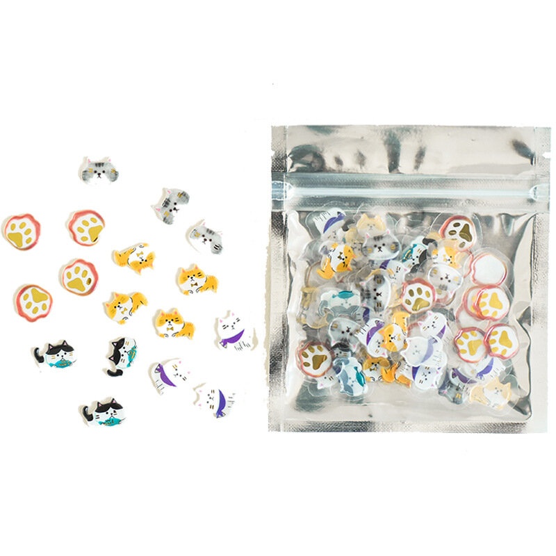 100 Stks/pak Mini Creatieve Dier Dolfijn Fruit Kat Decoratieve Sticker Transparant 3D Pvc Kristal Snoep Stickers Voor Dagboek Album