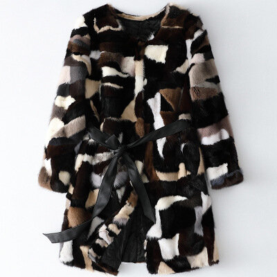 Tao Ting Li Na Genuine Fur Women New Mid-Length Real Mink Fur Coat H17