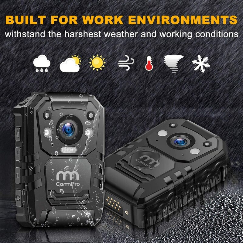 CammPro i826 Police Infrared Body Camera 1296P HD 128GB IP66 Waterproof With GPS Night Vision Personal Outdoor Camera