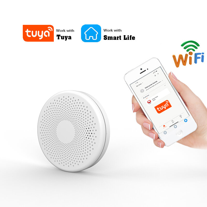 Ultra-dünne Tuya Smart Rauchmelder Sensor WiFI Rauchmelder und Co Detektor 2in1, kohlenmonoxid & Rauch Alarm Feuer Alarm