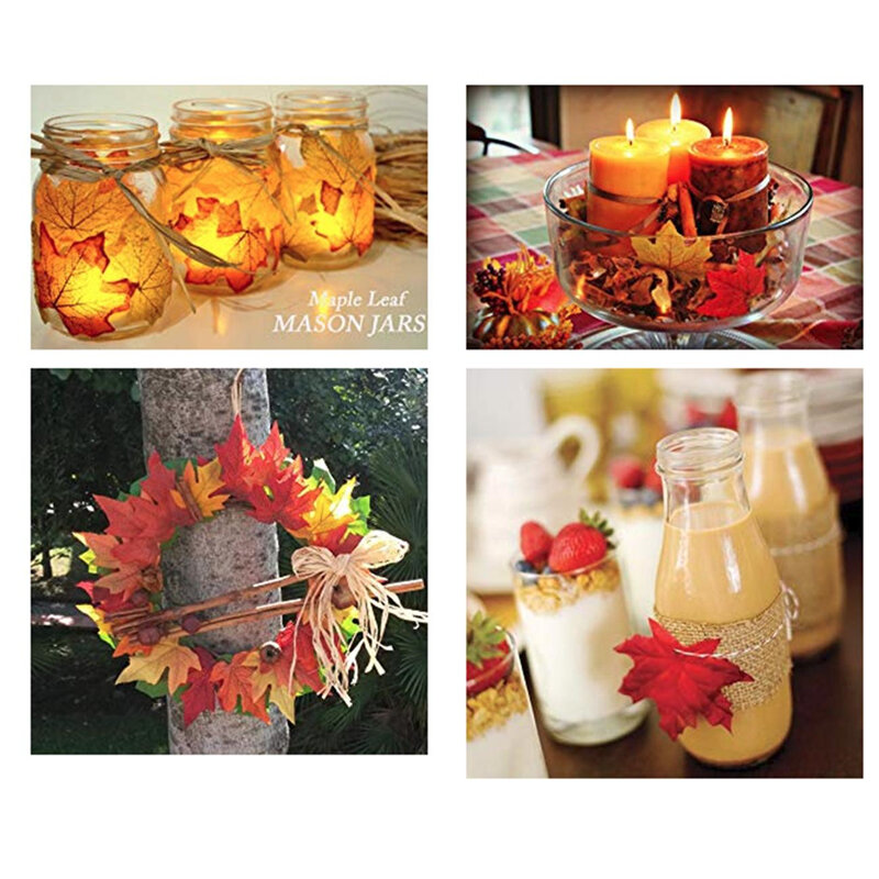 인공 단풍나무 여러 가지 빛깔의 생생한 가짜 가을 잎 웨딩 파티 홈 테이블 바닥 추수 감사절 홈 장식, 1000 개