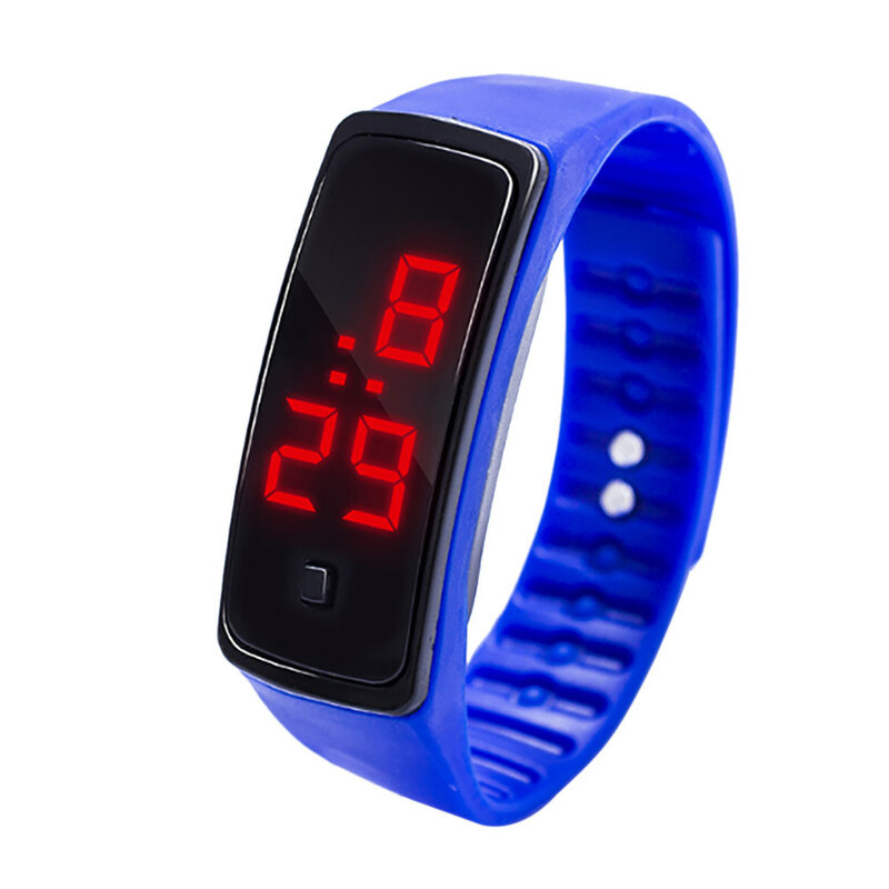 จอแสดงผล LED Digital นาฬิกาเด็กนักเรียน Silica Gel กีฬานาฬิกาซิลิโคนนาฬิกาข้อมือเด็ก Q