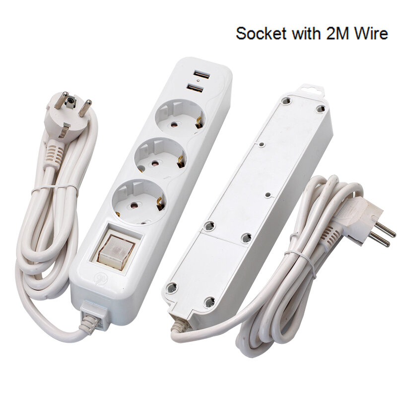 16A Europese Type Conversie Plug 1 Tot 3 Way Power Strip Socket Stopcontacten Dual Usb-poorten Eu Plug