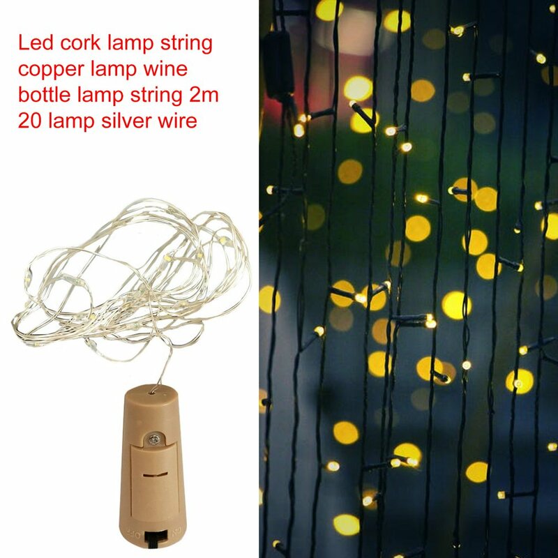 2M 20LED Garland ขวดไวน์พลังงานแสงอาทิตย์ไฟ Cork ไฟ Fairy Christmas Light LED ทองแดง Garland Fairy String