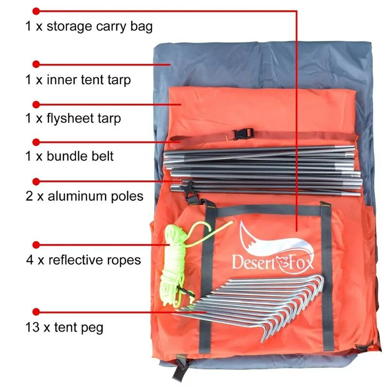 Wste & Fuchs – sac à dos de Camping, tente légère pour 1 à 3 personnes, Double couche, imperméable, portable, pôle en Aluminium, tente de voyage