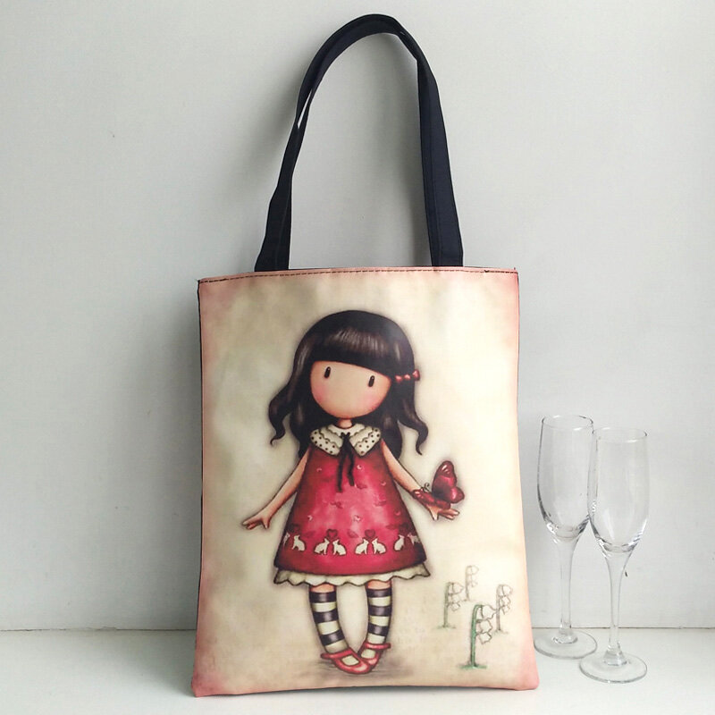 Famous Designer Women Handbag High Quality Durable Canvas Shoulder Bag Fashion Cartoon Printing Girls School Bag Shopping Bag