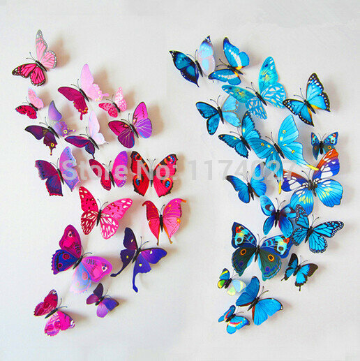 Alta qualidade 12 peças pvc 3d decoração de parede de borboleta decoração de parede adesivos de borboletas bonitas decalques de arte decoração de casa