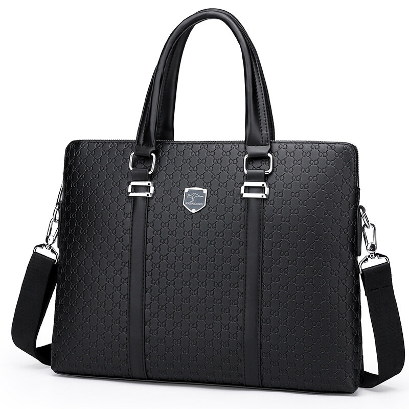 Men's Briefcase New Fashion Shoulder Bag Crossbody Bag 14 Inch Laptop Bag Male Business Handbag Travel Bag, Black & Brown
