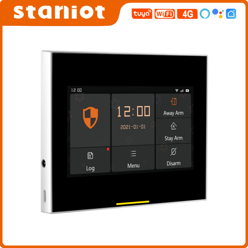 Staniot 4G Tuya Kit Sistem Alarm Keamanan Pencuri Rumah & Garasi Wifi Nirkabel Pintar dengan Cincin Bel Pintu Nirkabel，100 zona pertahanan dapat diganti namanya