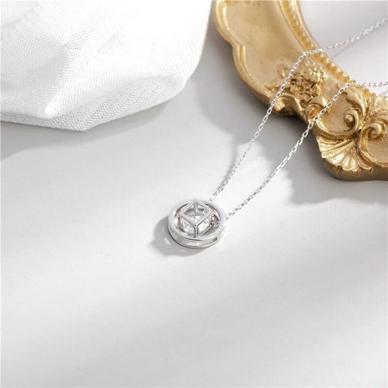 Sodrov 925 colar de prata esterlina para as mulheres simples único diamante círculo redondo pingente colar de prata 925 jóias