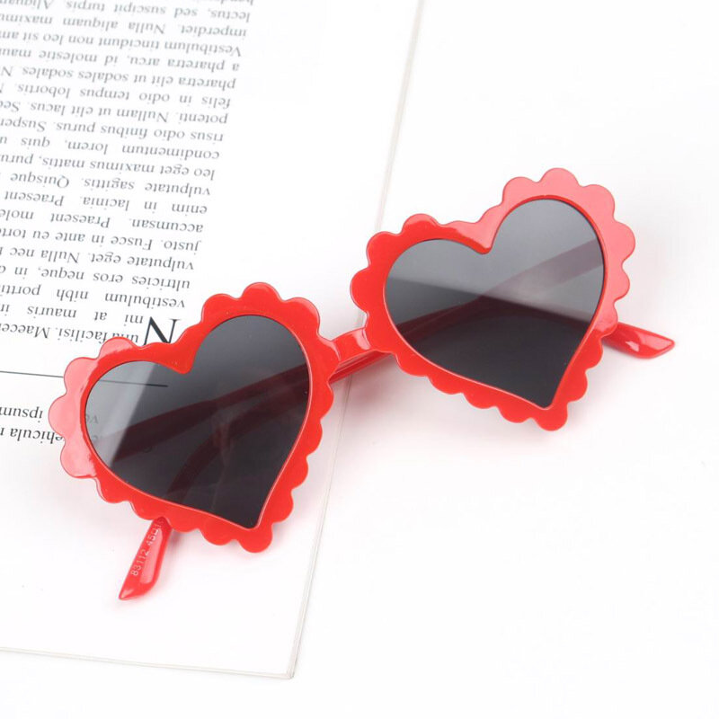 Детские солнцезащитные очки для маленьких девочек, однотонные солнцезащитные очки с узором в виде сердца, солнцезащитные очки, пляжные очк...