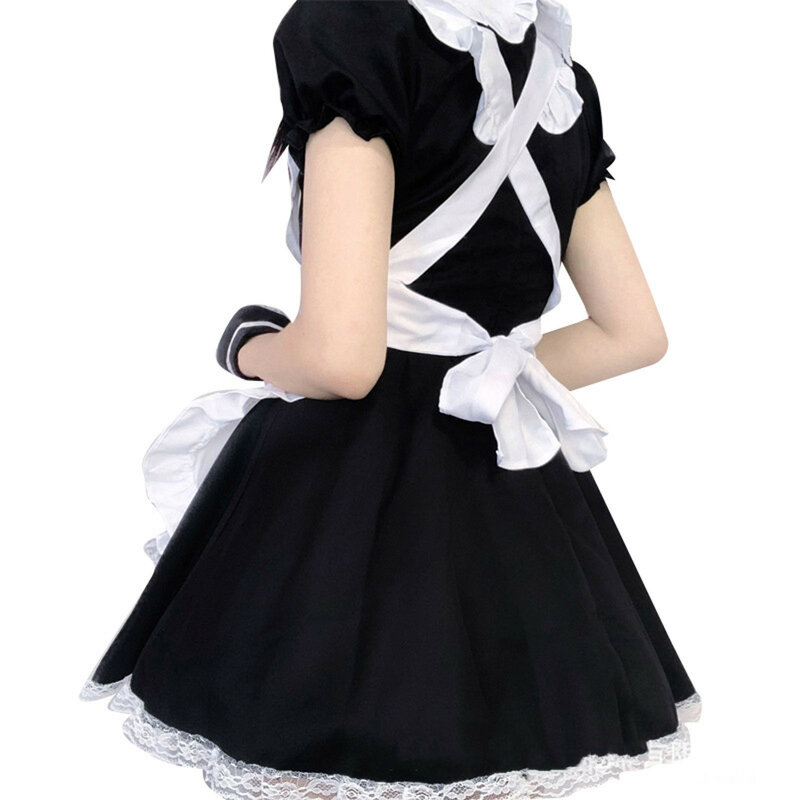 2021 Hitam Lucu Lolita Kostum Pembantu Perempuan Wanita Cantik Kostum Cosplay Pembantu Animasi Menunjukkan Jepang Pakaian Gaun Pakaian