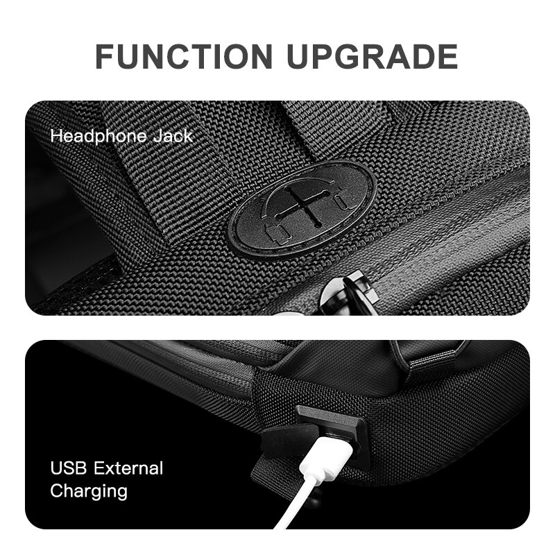 OZUKO – sac à bandoulière multifonction Anti-vol pour homme, sacoche de poitrine imperméable, chargeur USB