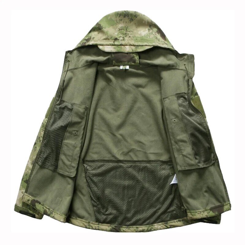 Sport all'aria aperta Softshell TAD giacca tattica uomo Camouflage abbigliamento da caccia cappotti con cappuccio impermeabili militari per escursioni in campeggio