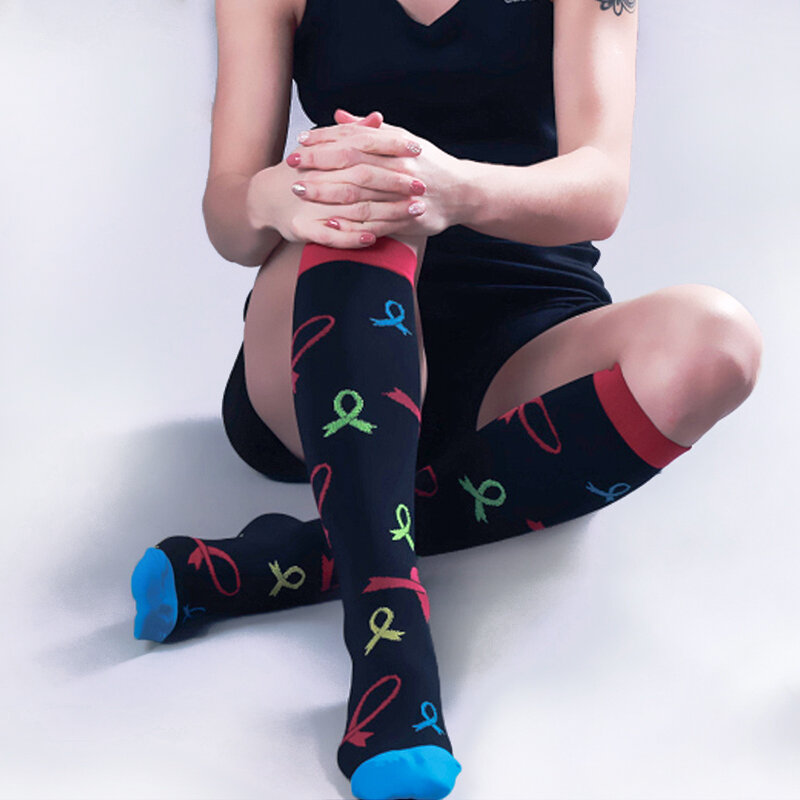 Meia mágica de compressão elástica feminina, meias de náilon respiráveis esportivas de compressão, protege os pés, para acampamento e futebol