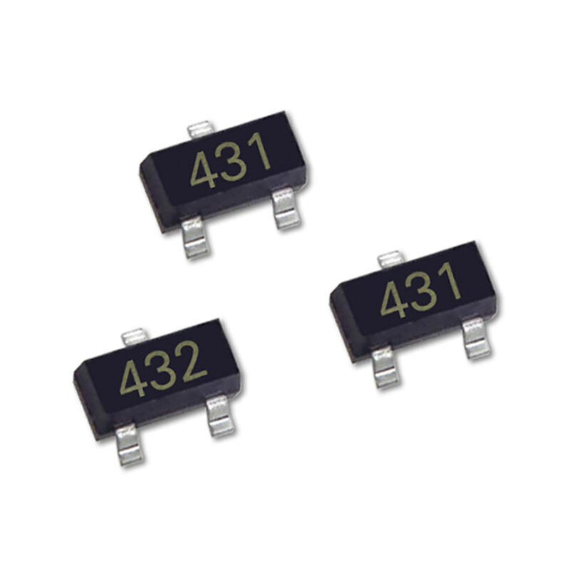 Regulador de tensão smd 50 peças, transistor ic tl431 432 tl431 431 36v componentes eletrônicos sot-23 tríodo