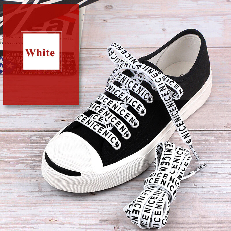 Cordones de zapatos planos con letras estampadas, cordones de lona para zapatillas deportivas, de doble cara, 1 par