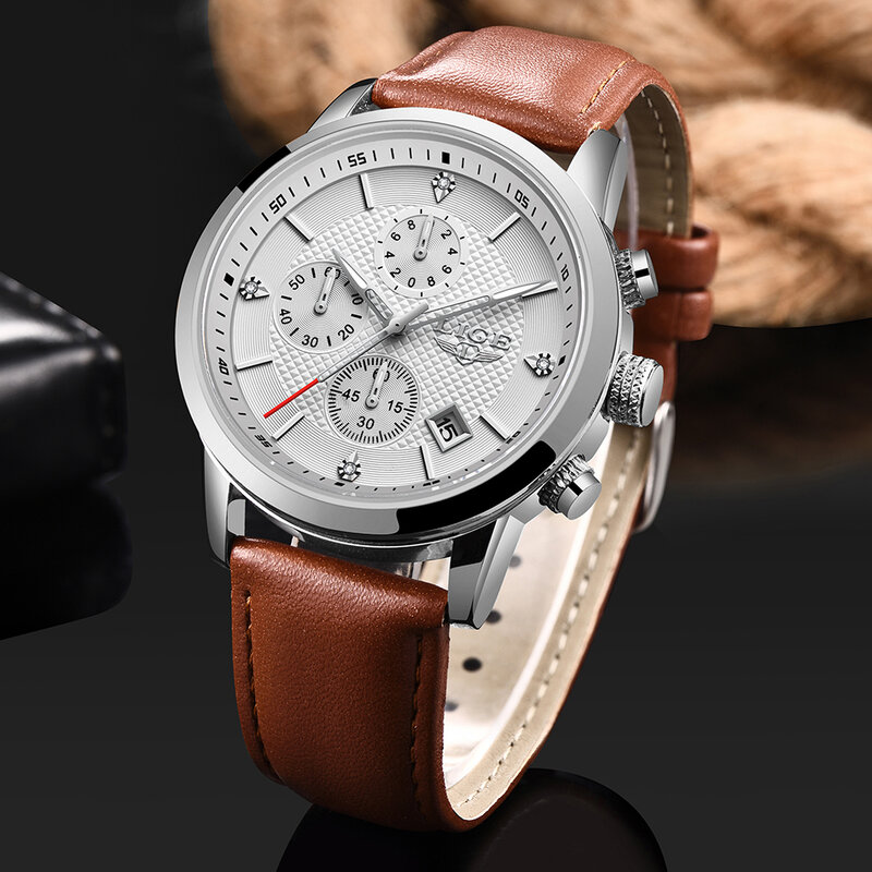 2020 Luik Top Brand Nieuwe Casual Mode Mannen Quartz Horloge Luxe Militaire Lederen Band Chronograaf Mannen Horloge Relogio Masculino