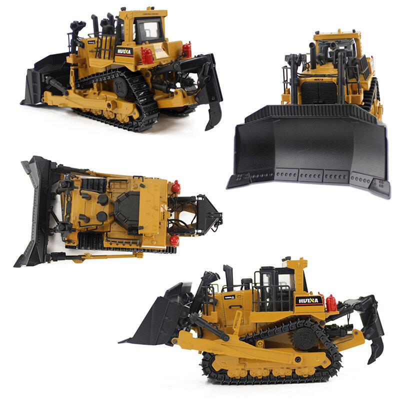 Huina 1/50 liga diecast rastreador bulldozer/empilhadeira modelo rastreado engenharia pista carro alta simulação coleção de metal brinquedos