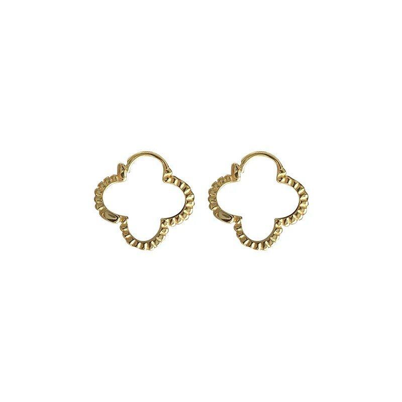 For the Evening Hollow Four-Leaf Clover Ear Clip Personality Silver Earrings Creative Fresh Elegant Internet Popular Earrings