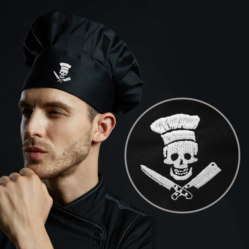 Gorro de cocina Unisex, gorro de Chef, camarero, uniforme, diseño bordado, para cocinar, hornear, barbacoa, parrilla, restaurante, trabajo