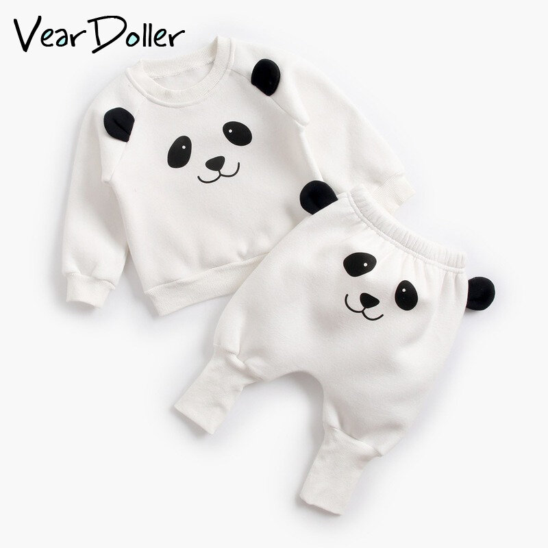 Veardoller 아기의 세트 귀여운 만화 동물 긴 소매 스웨트 + 바지 두 조각 세트 봄 패션 아기 의류 유아 양복