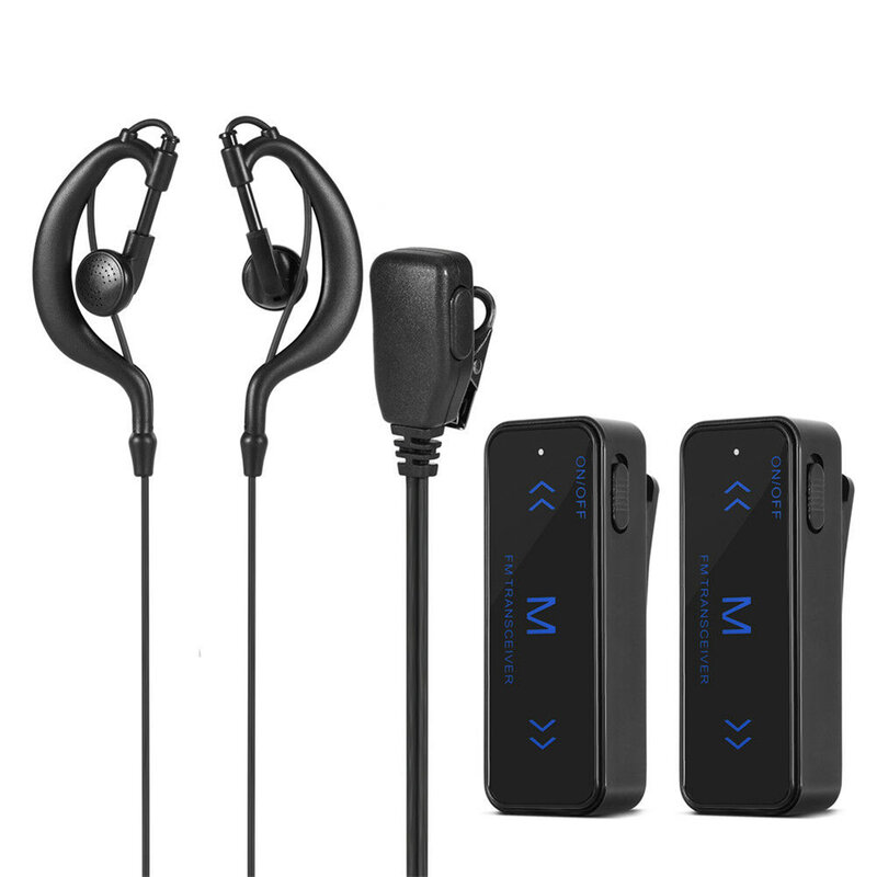 Mini walkie-talkie con auriculares, transceptor de Radio Fm de 2 vías, 3Km, auriculares con Clip, cordón, tamaño de bolsillo USB, 2022.2 piezas