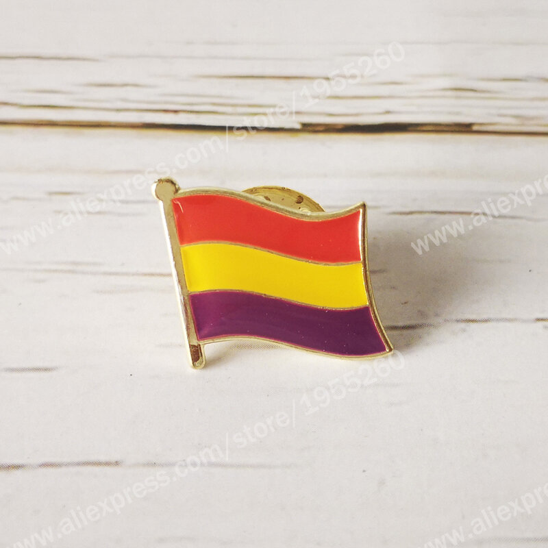 PIN de solapa con bandera de España, broche de cristal epoxi, Metal, esmalte, insignia, 2. ª de España (1931-1939)
