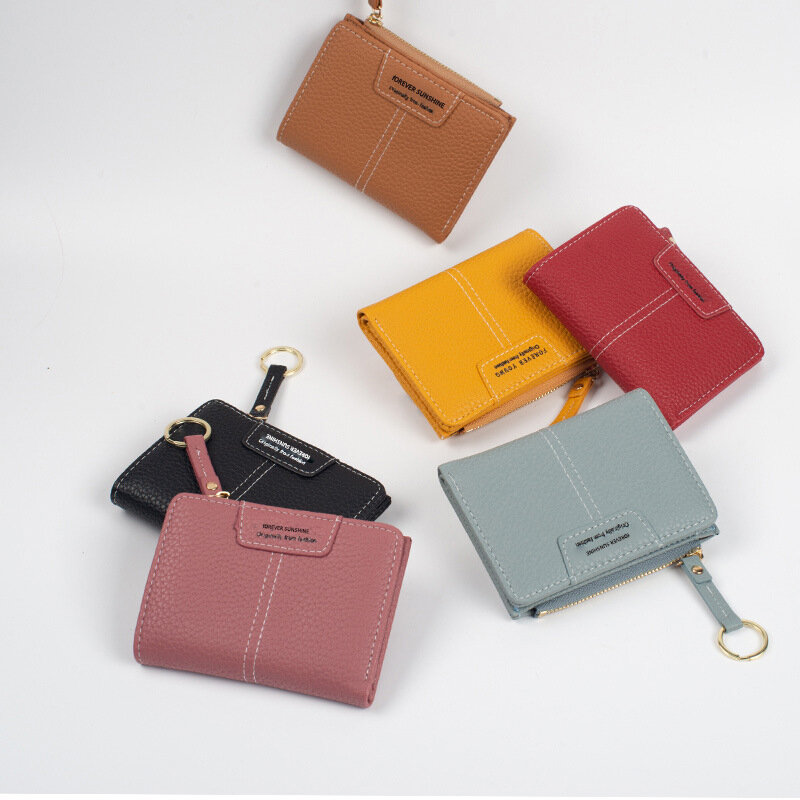 2021女性用の小さなかわいい財布,短いpuレザーの財布,女性用の財布,ジッパー付きの財布