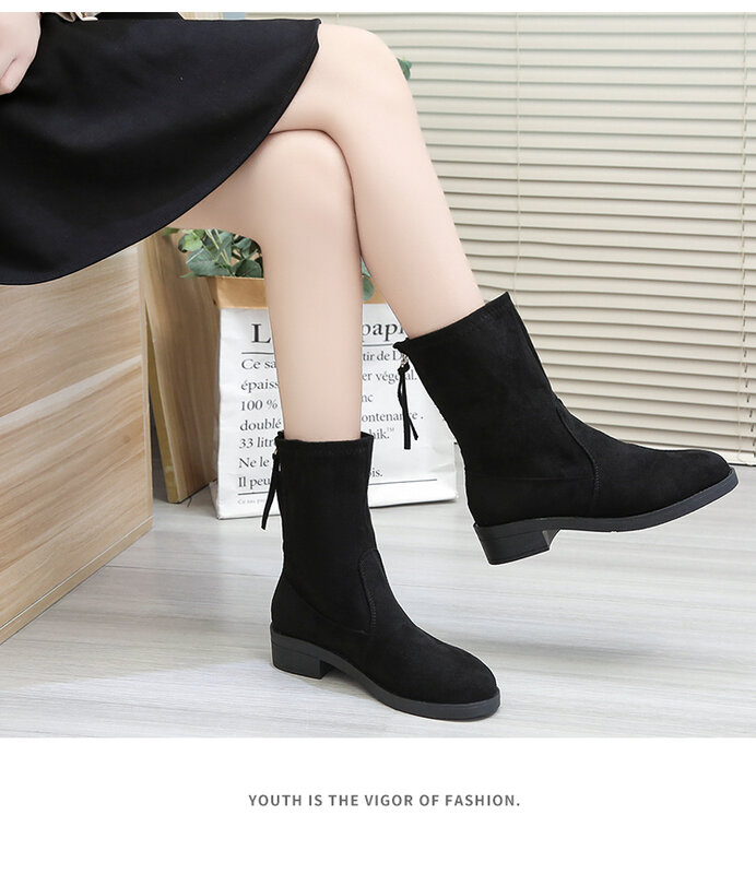 Black Boots Ankle Boots for Women Winter Shoes Women Chunky Boots Snowboots Shoes+female Fashion Botas Mujer Invierno 2021 Botas