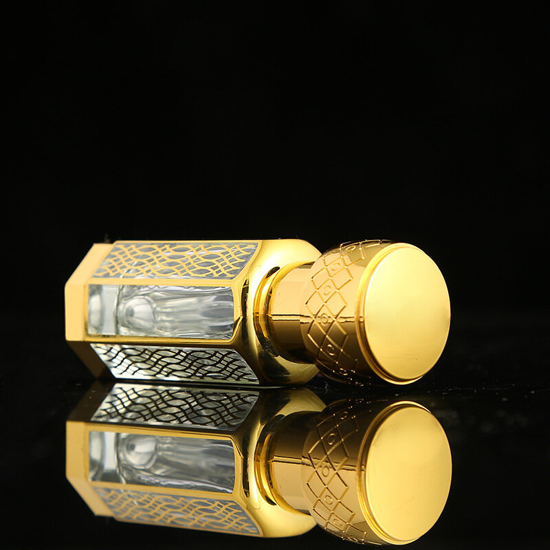 Botellas de Perfume recargables de lujo, botella de cristal dorada de 3ML, 6ML, 12ML, contenedores de botella de líquido bronceador