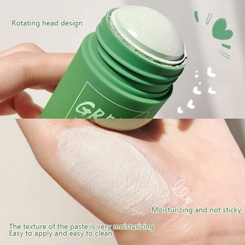 Máscara de lama de chá verde, máscara para limpeza de poros finos tslm1 para controle de óleo de planta de ovos, acne, limpeza sólida, máscara de limpeza